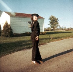 Becky Dorrough in Dad s WW2 Navy Uniform (2)
